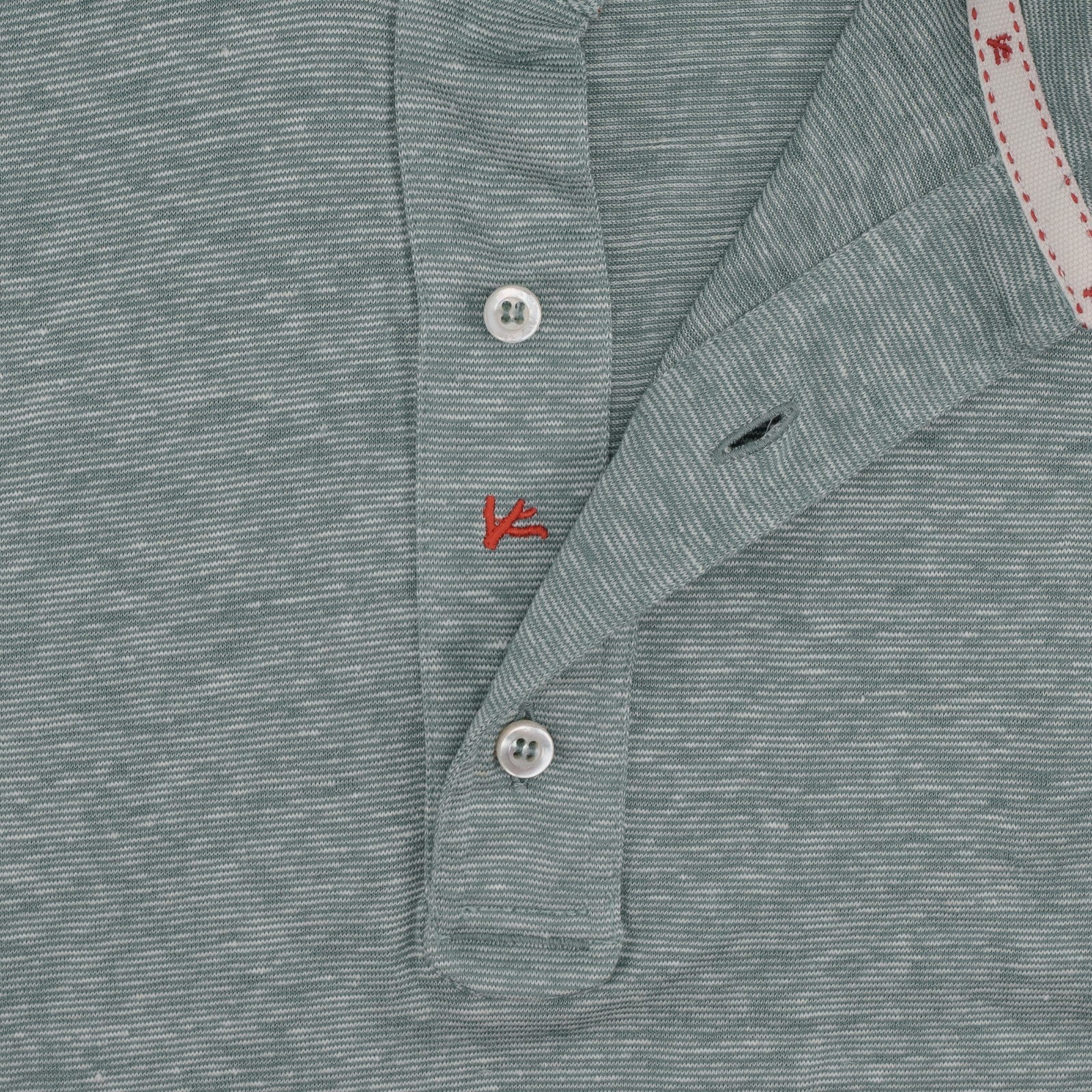 850$ ISAIA NAPOLI Green Handmade Polo Long Sleeve Linen - Cotton Size M