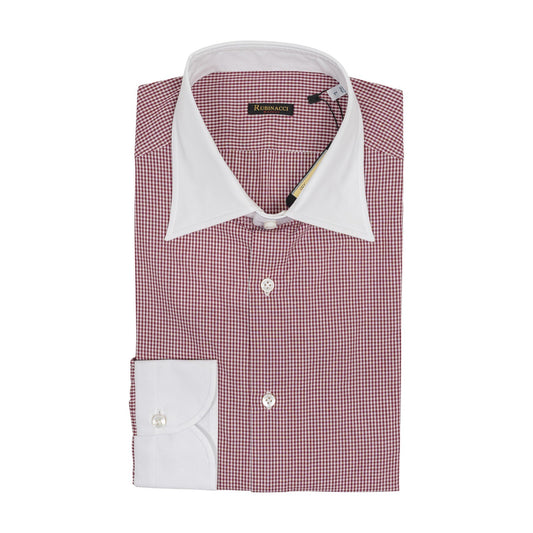 670$ RUBINACCI NAPOLI Wall Street White / Burgundy Hand-Sewn Point Shirt Cotton