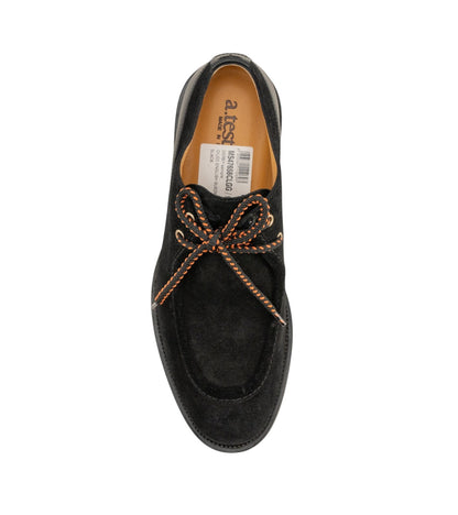 1100$ TESTONI Derby Oiled English Suede Rubber Black 8 UK / 9 US / 42 IT