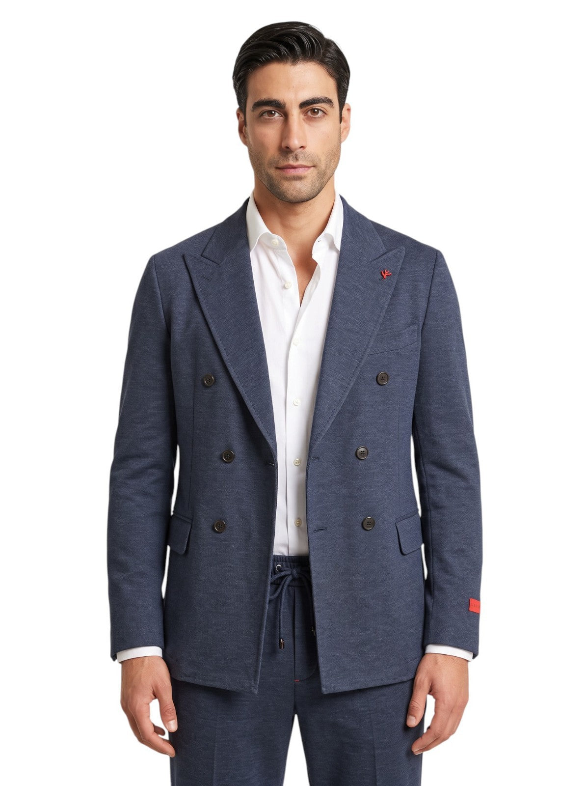 $6250 ISAIA "Capri" Blue Double Breasted Suit Hand-Sewn Cotton Comfort Project