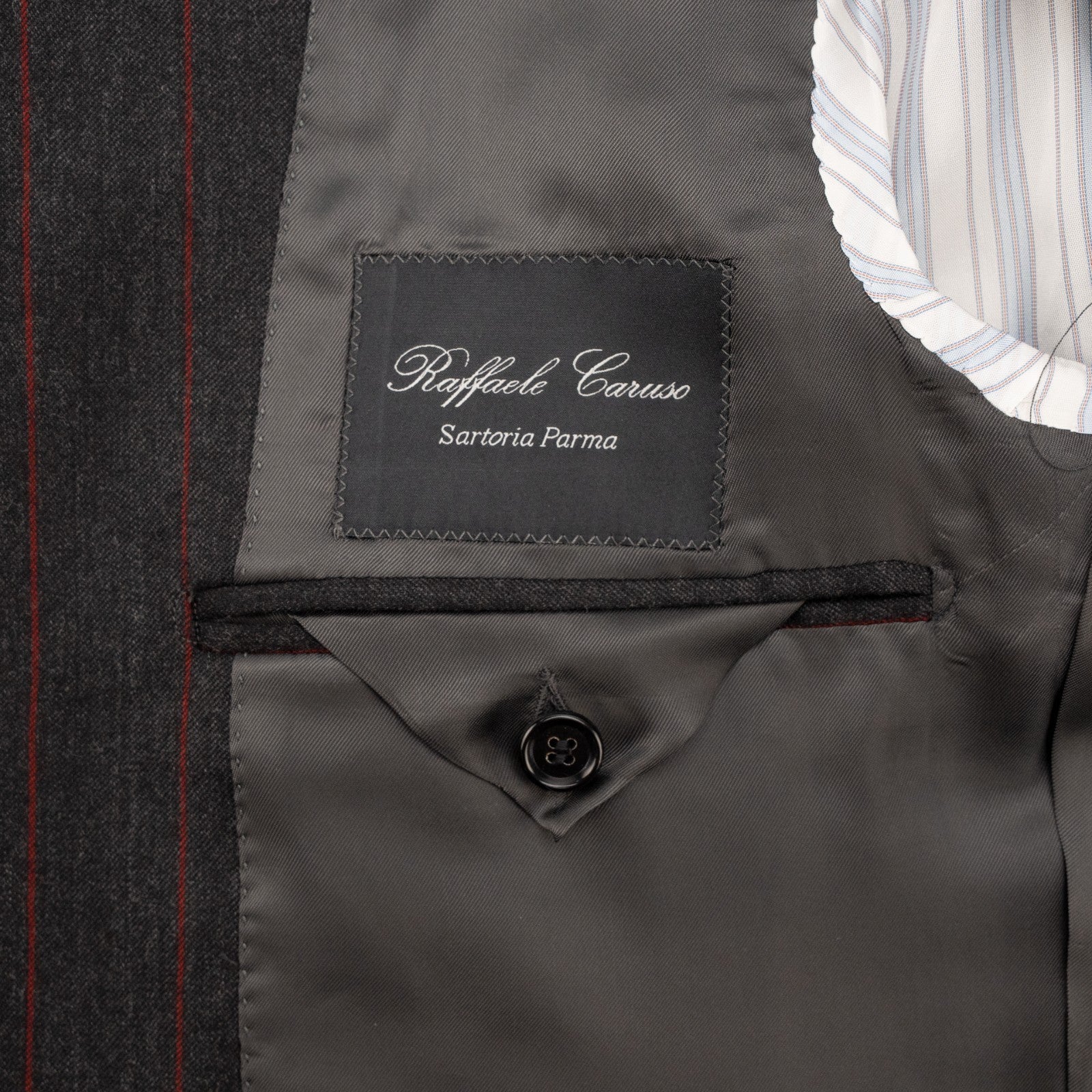 $2500 RAFFAELE CARUSO Dark Gray Suit Fine Wool 110's Pinstripe 40 US / 50 EU