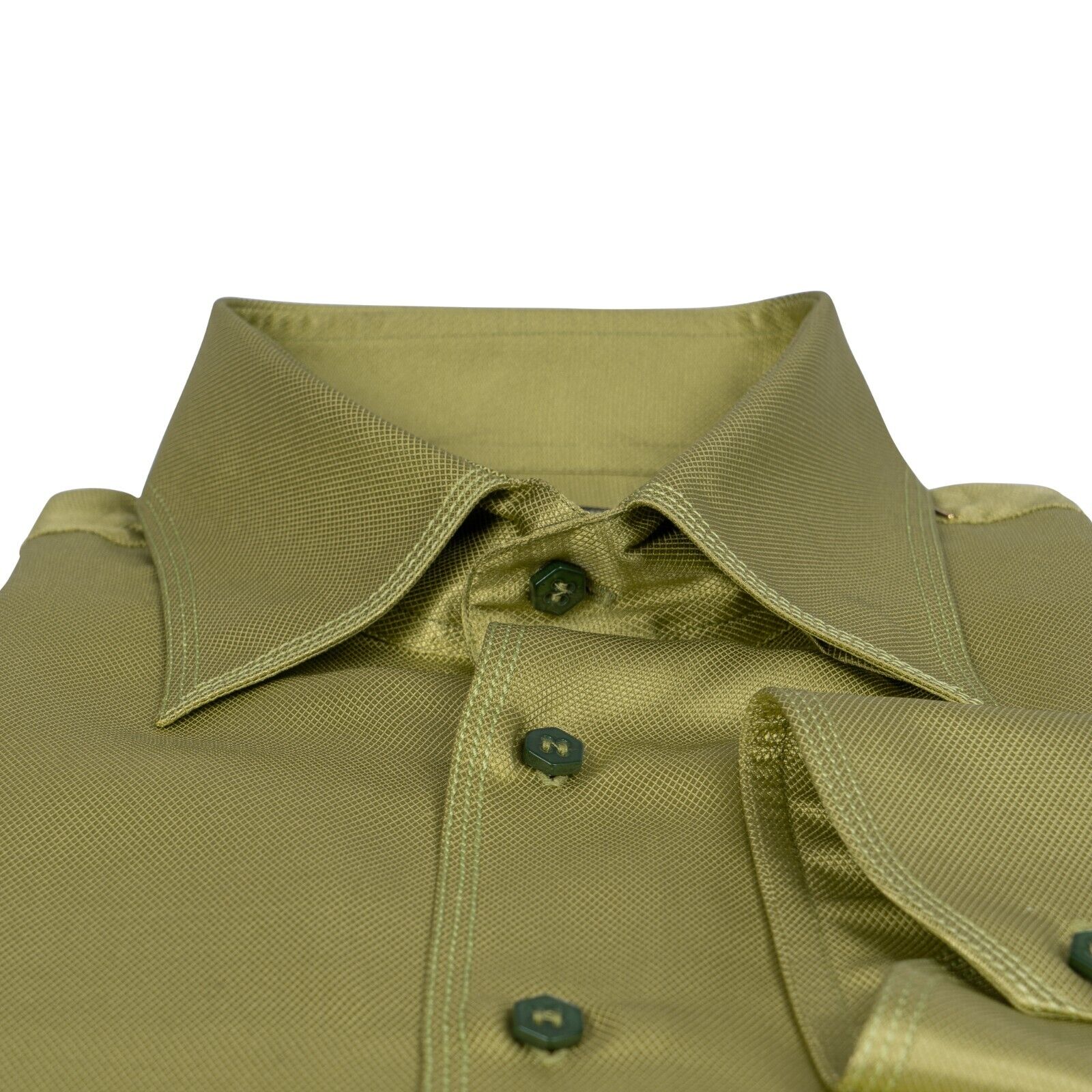 1400$ ITALIAN LUXURY GERLIN Shirt Green 100% Satin Silk 16-41  BIJAN