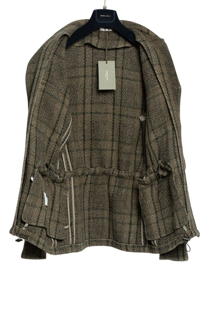 $1700 BOGLIOLI Checks Green Off Field Jacket Coat Wool Silk Linen 40 US / 50 EU