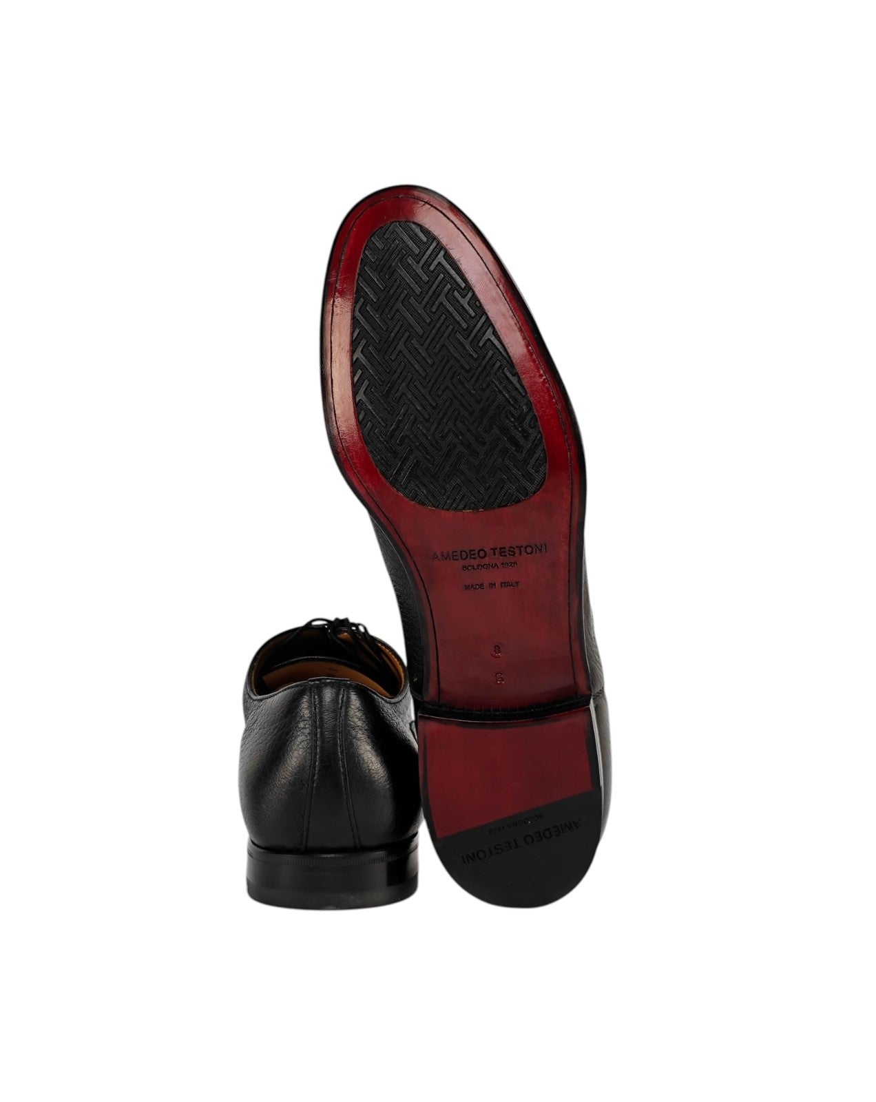 1300$ TESTONI 1929 "Portonovo" Oxford Shoes Deerskin Black  8 UK  / 9 US / 42 IT