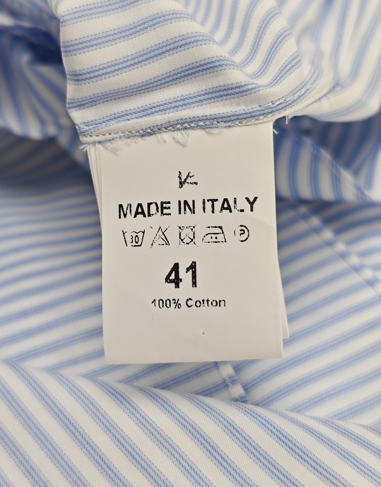 730$ ISAIA NAPOLI "Mix" Dress Shirt Light Blue Striped Fine Cotton 16 - 41