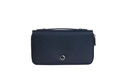 JM ICON by JOHNNY MANGLANI Dark Blue Clutch Bag Double Organizer Handbag Wallet