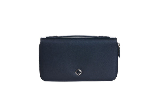 JM ICON by JOHNNY MANGLANI Dark Blue Clutch Bag Double Organizer Handbag Wallet