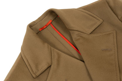$6500 ISAIA NAPOLI Camel Double Breasted Coat Peacoat Soft Wool 38 US / 48 EU