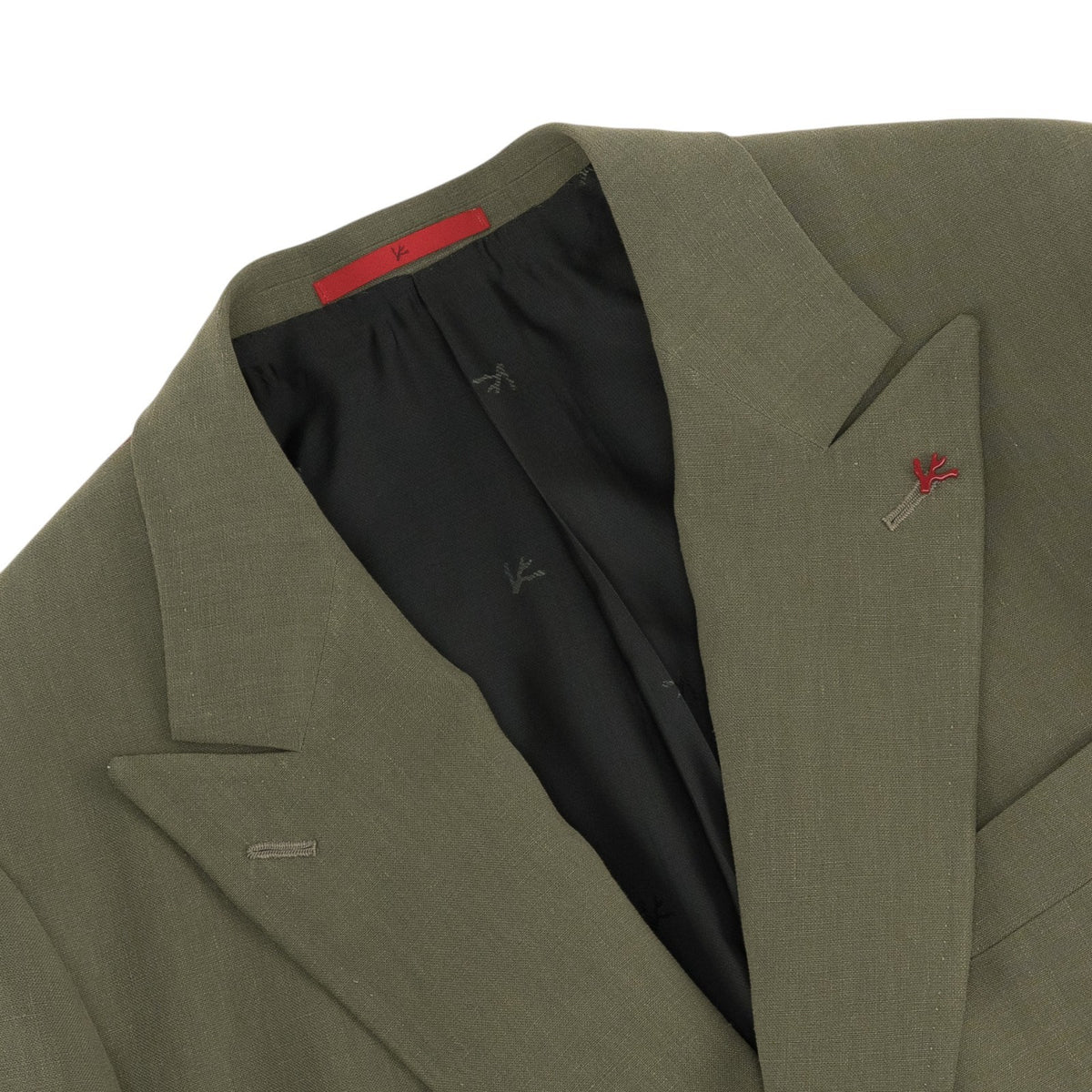 $8395 ISAIA "Domenico" Green Double Breasted Suit 100% Linen 40 US / 50 EU  7C