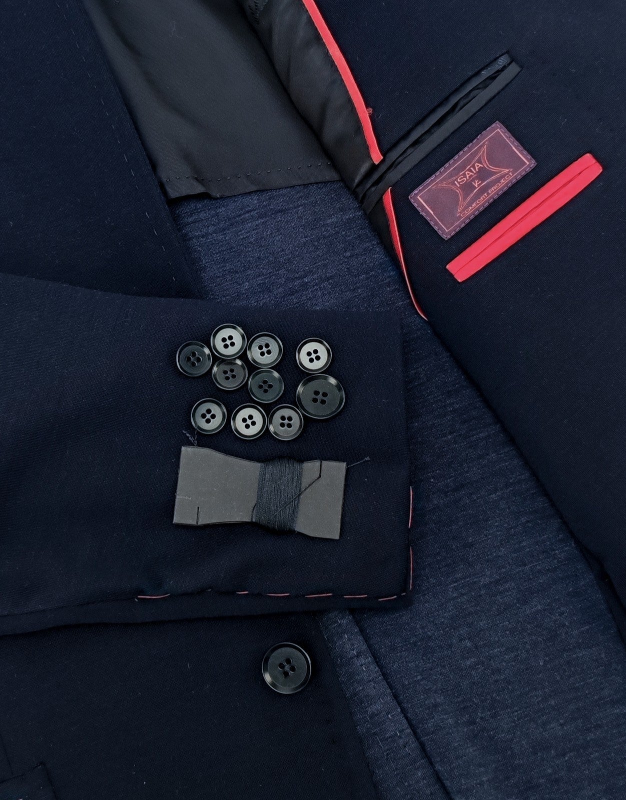 $7250 ISAIA NAPOLI "Domenico" Blue Navy Drawstring Suit Jersey Wool Super 200'