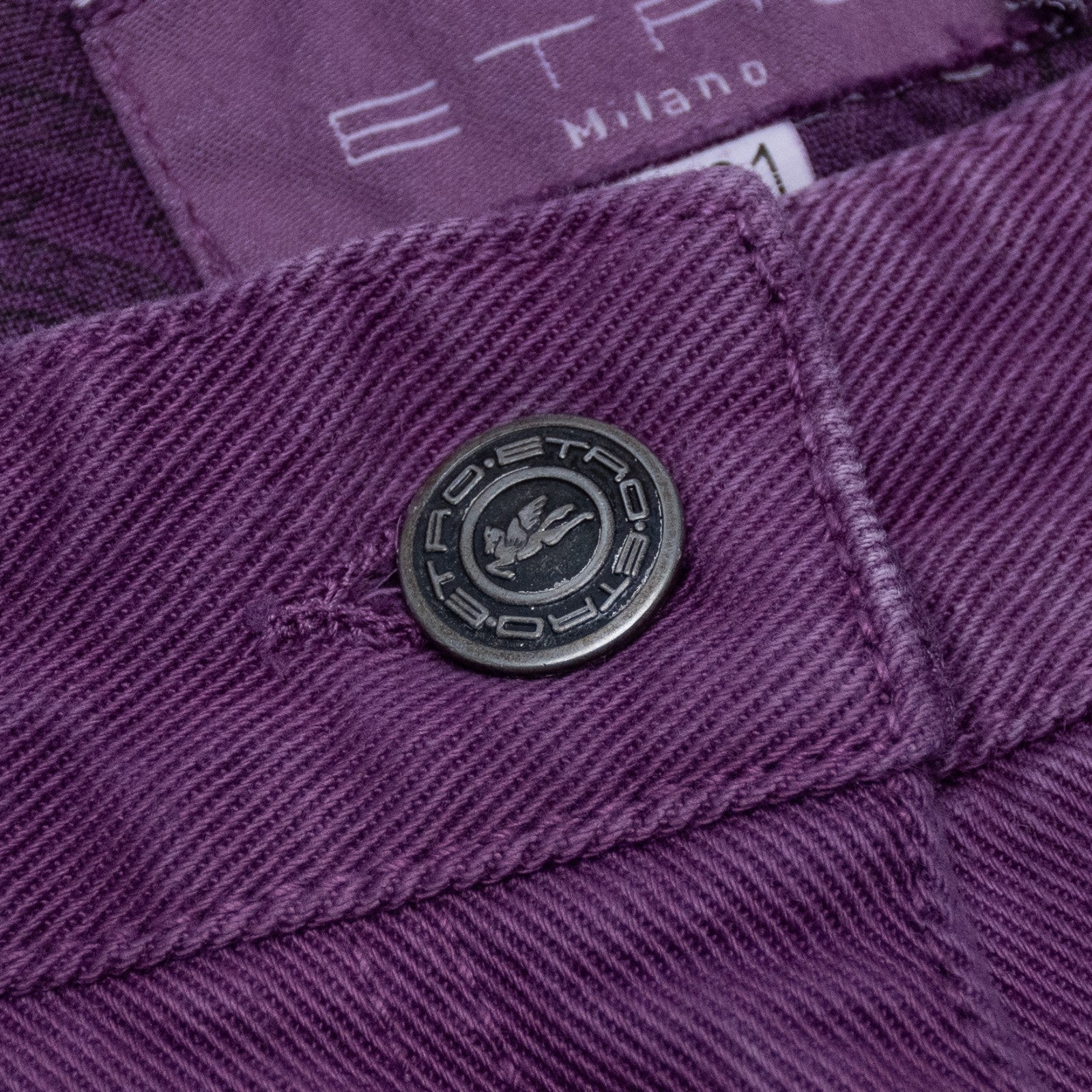 850$ ETRO MILANO Washed Purple Cotton Denim Pant Straight Fit - Made in Italy