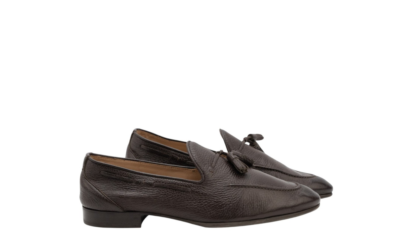 ISAIA NAPOLI Brown Deerskin Tassel Loafers Shoes Leather 9 UK / 10 US / 43 IT