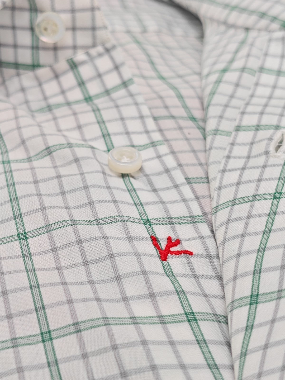 730$ ISAIA "Milano" Dress Shirt White Checks Hand-Sewn Fine Cotton 15- 38
