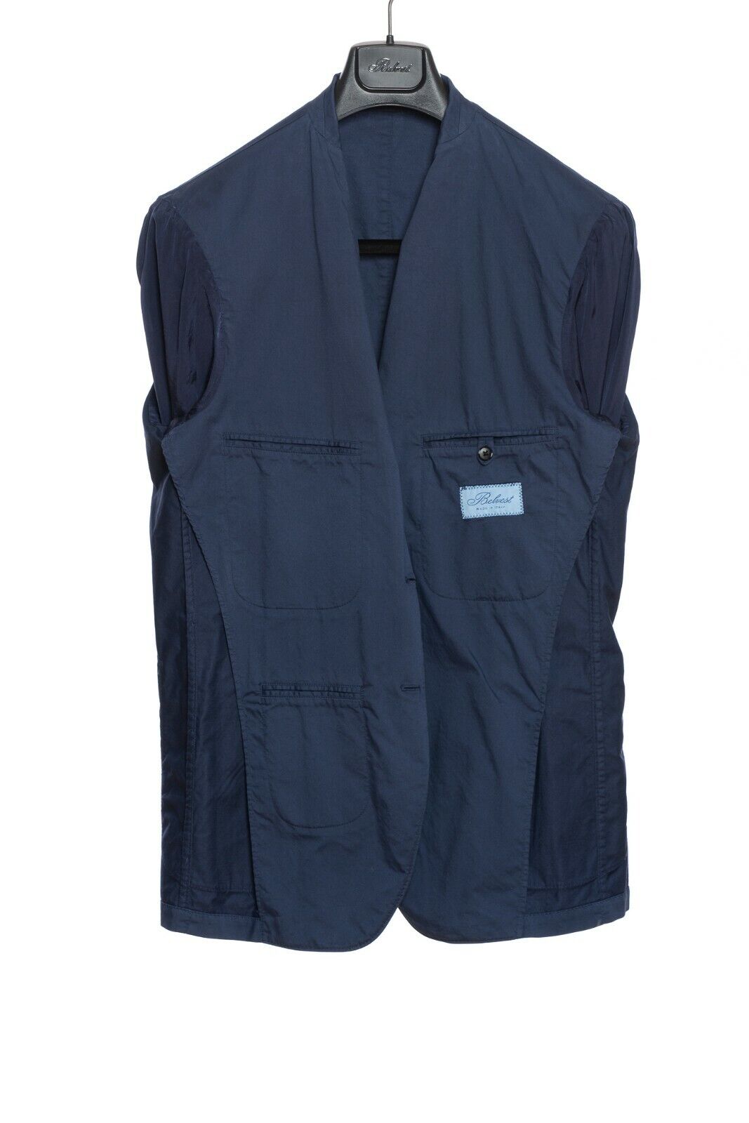 1100$ BELVEST Sartorial Jacket Dark Blue Solid Pure Washed Cotton Drop 7 