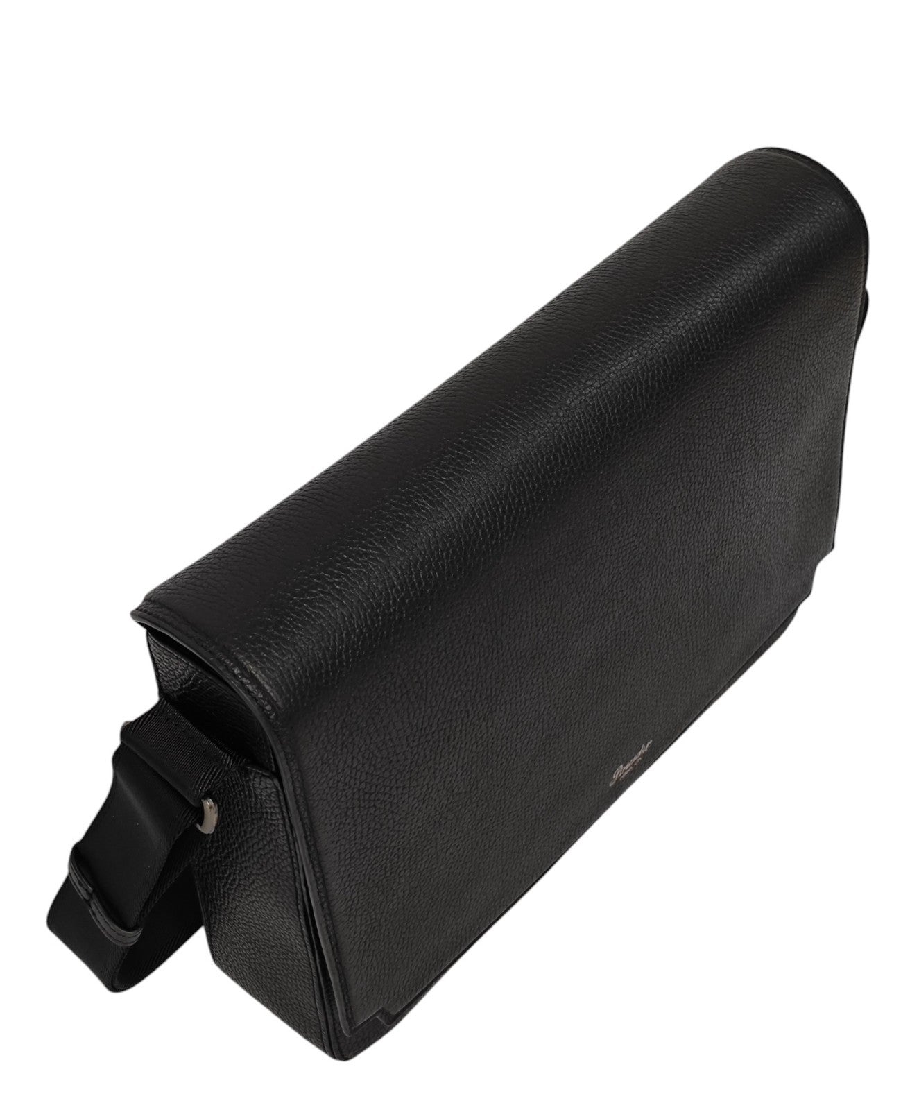 1050$ PINEIDER FIRENZE 1774 "Bottolato" Black Grain Calf Work Messenger Bag