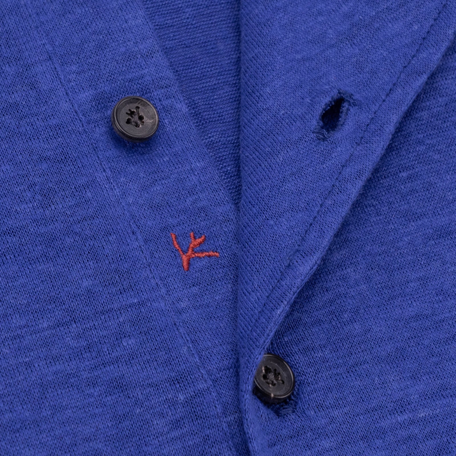 850$ ISAIA NAPOLI Blue Short Sleeve Handmade Polo 100% Linen