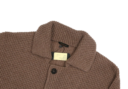 $1750 RUBINACCI NAPOLI Cardigan Jacket 100% Ribbed Cashmere Brown 40 US / 50 EU