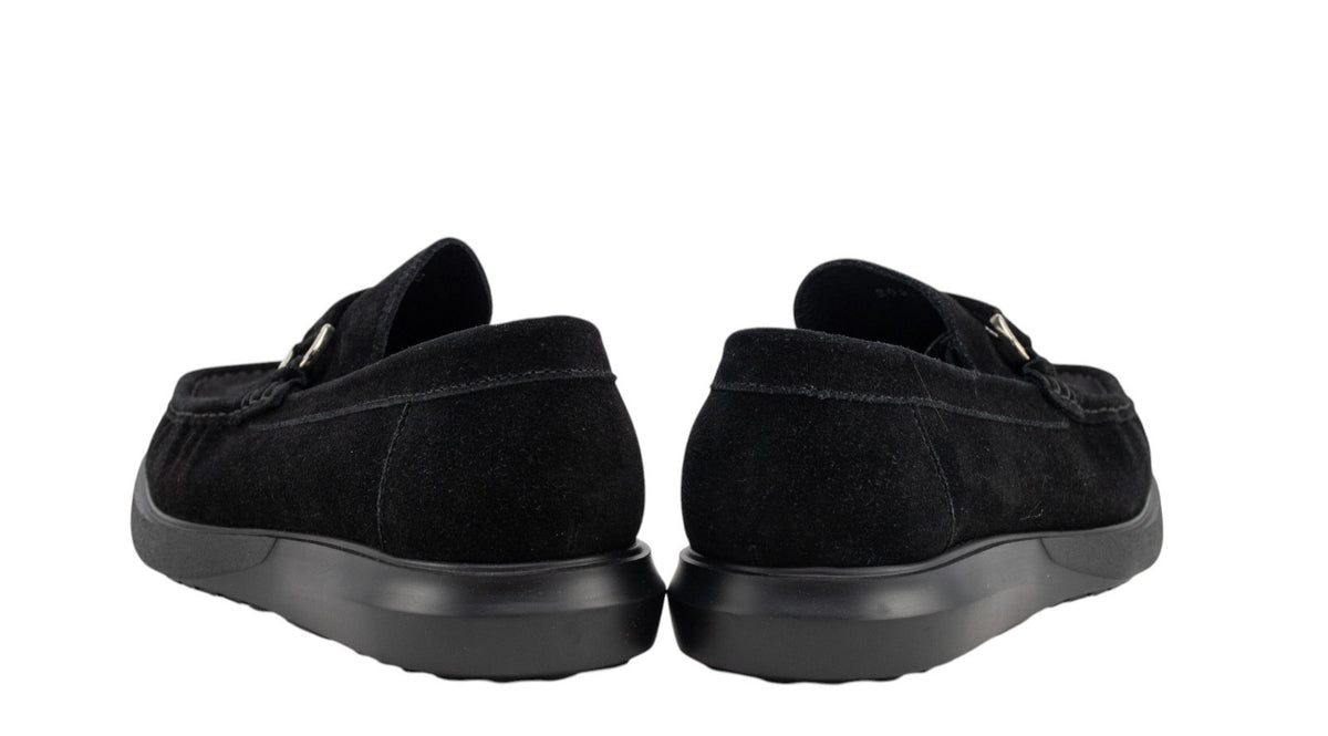 1100$ TESTONI Mocs Acc Casual Suede Calf + Metal Black 8 UK / 9 US / 42 IT
