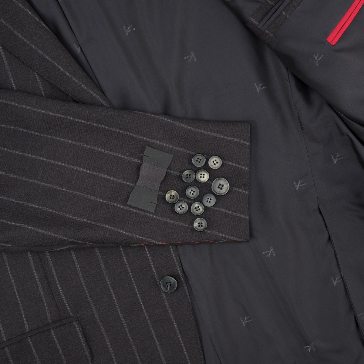 $6850 ISAIA NAPOLI "Gregorio" Dark Gray Suit Hand-Sewn Fine Wool Striped
