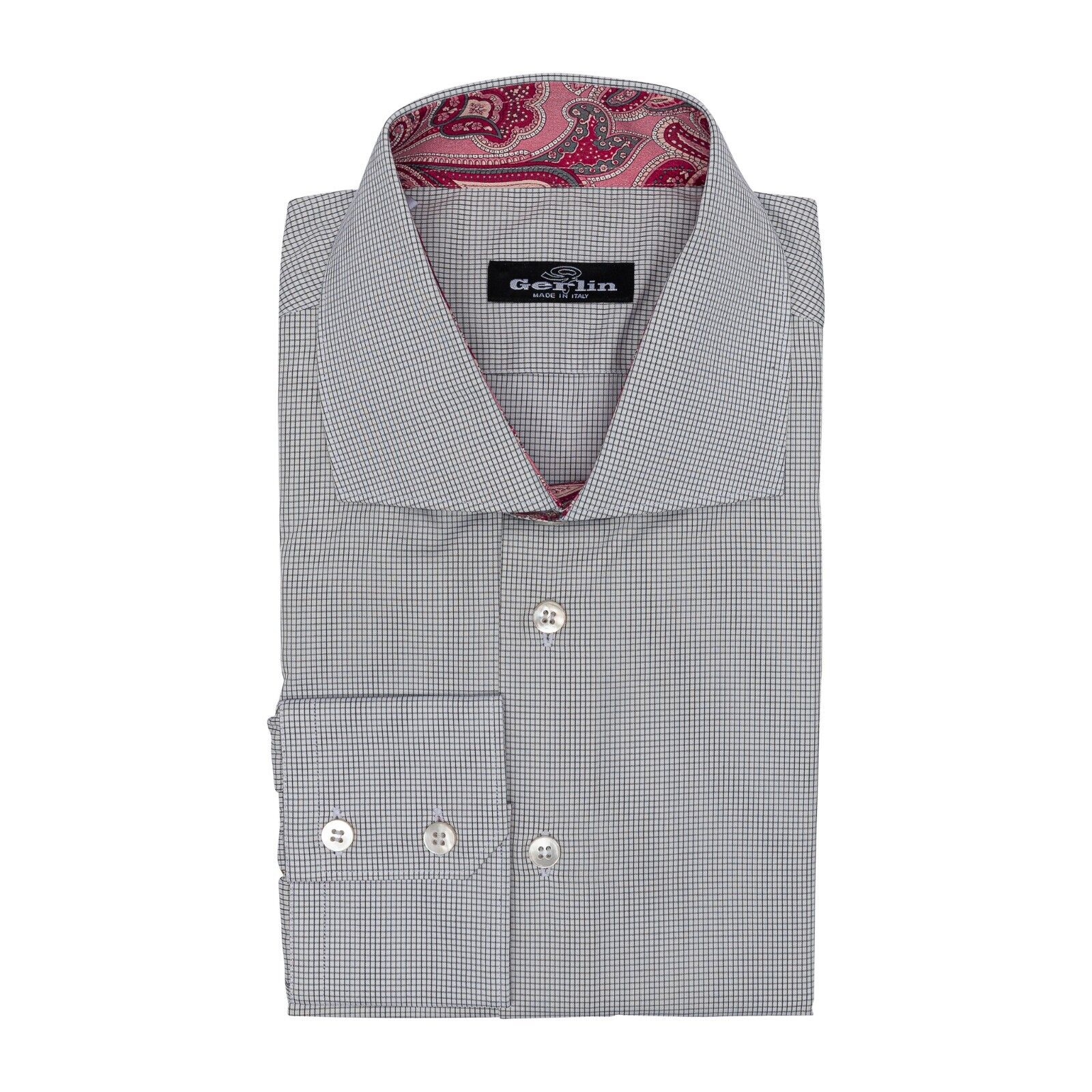690$ LUXURY GERLIN Shirt Gray Cotton + Silk Details 16 - 41 2A BIJAN