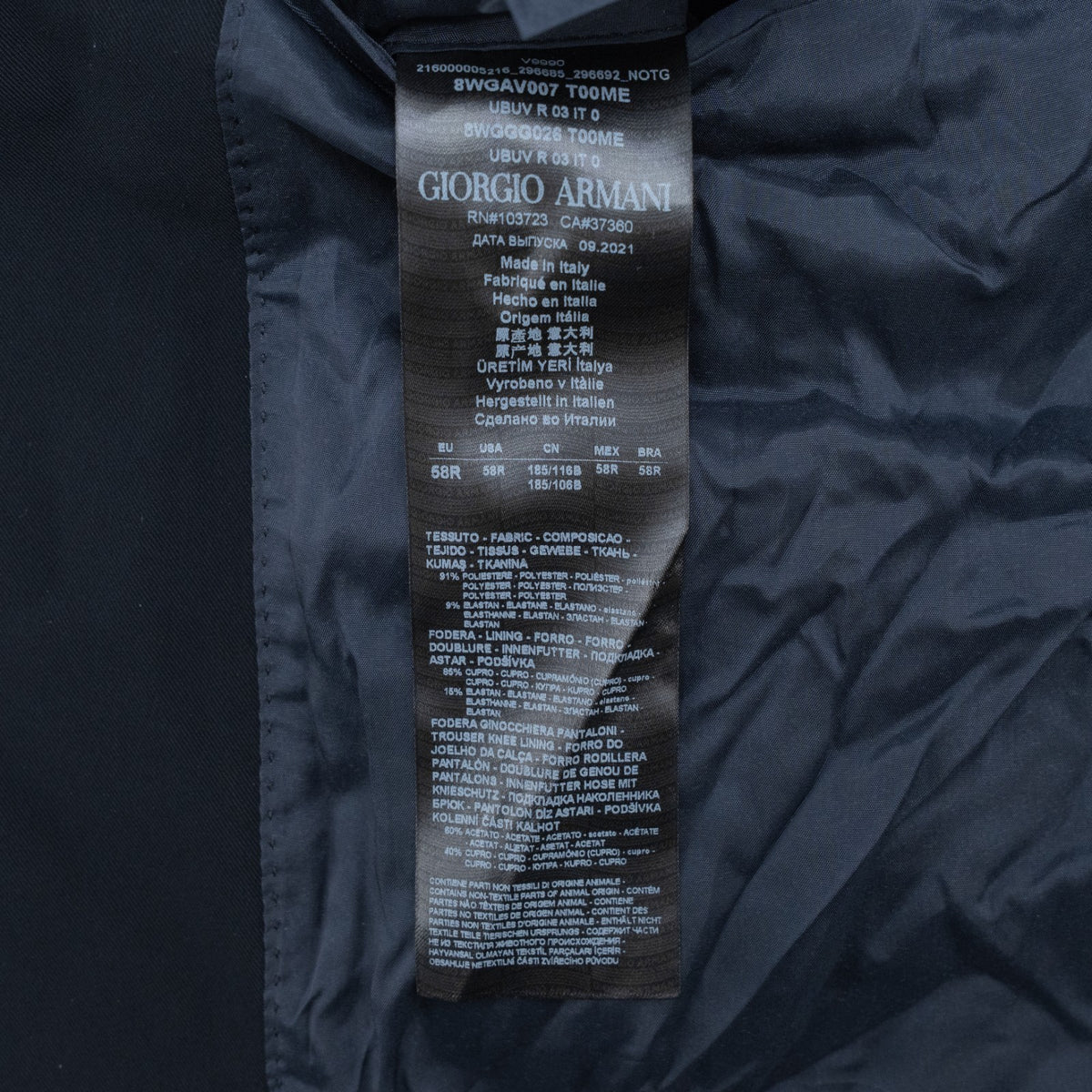 2150$ GIORGIO ARMANI SOHO Jacket Sport Coat Techno Fabric Dark Blue 48 US  58 IT