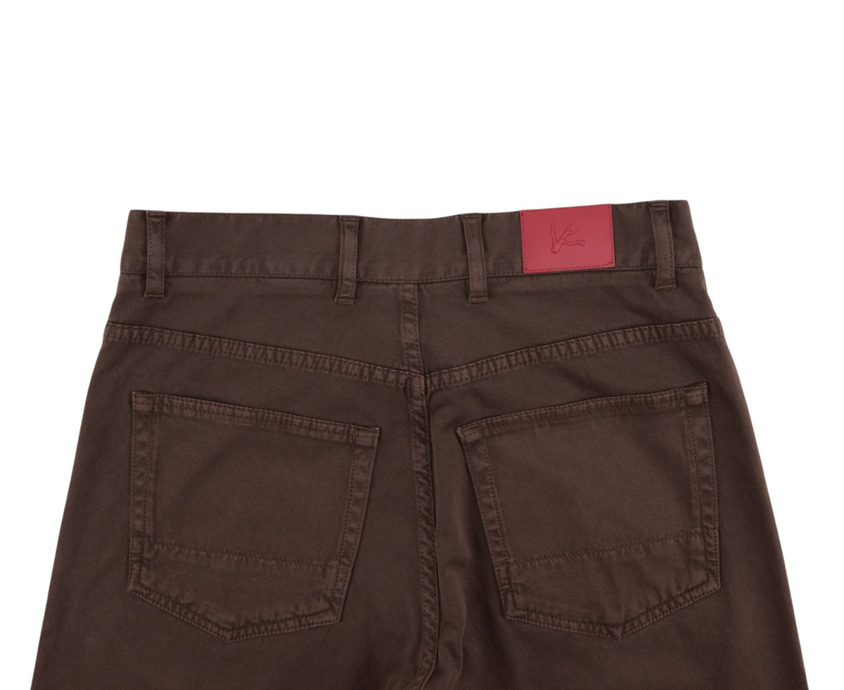 850$ ISAIA NAPOLI "Chiaia" Brown Chino Sport Pant Cotton  Cashmere - Leather Tag