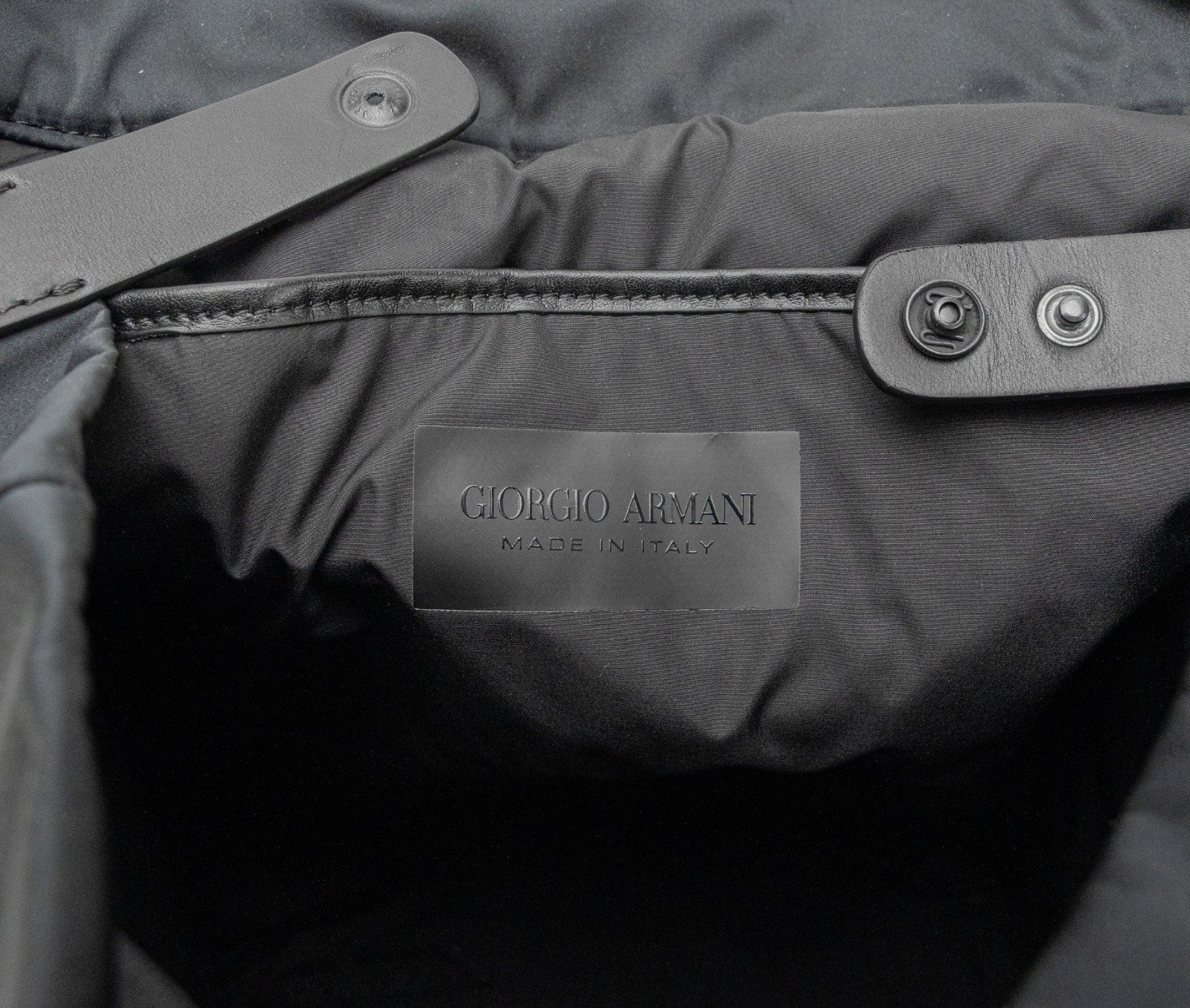 1950$ GIORGIO ARMANI Multiple Backpack Travel Black XL Technical Fabric+Leather