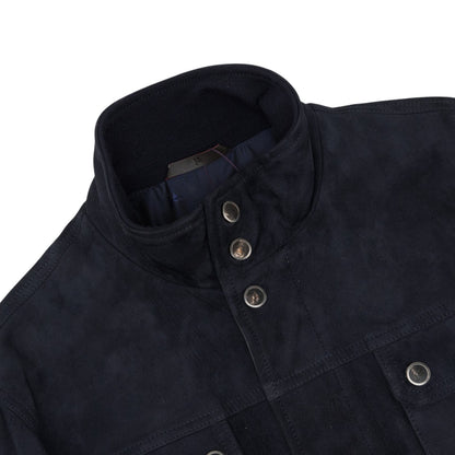 14500$ ISAIA NAPOLI Dark Blue Field Jacket Suede Lambskin 38 US / 48 EU 8R