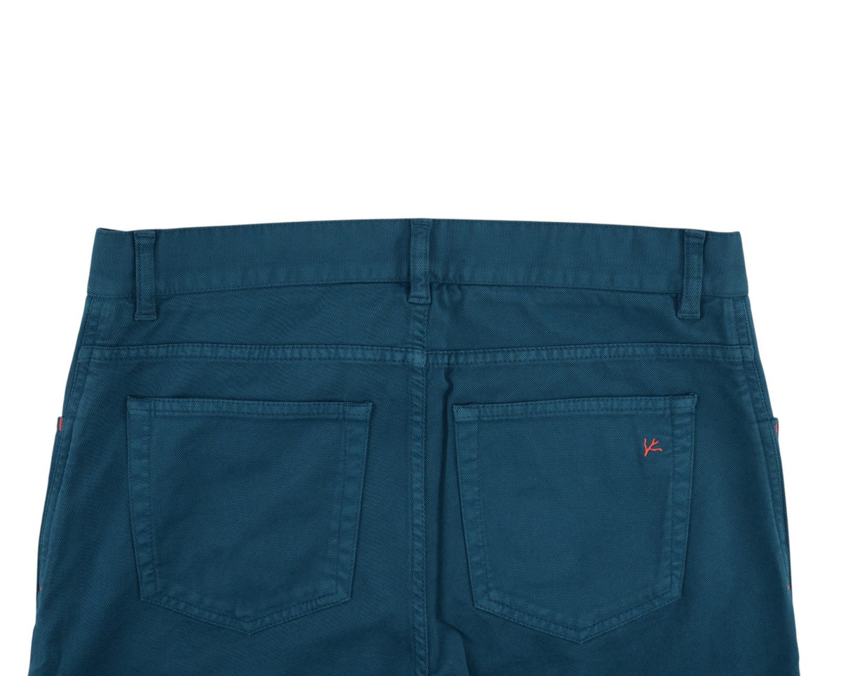 725$ ISAIA NAPOLI Petroleum Blue 5 Pocket Denim Jeans Cotton Slim 32 US / 48 EU