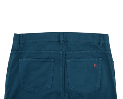 725$ ISAIA NAPOLI Petroleum Blue 5 Pocket Denim Jeans Cotton Slim 32 US / 48 EU
