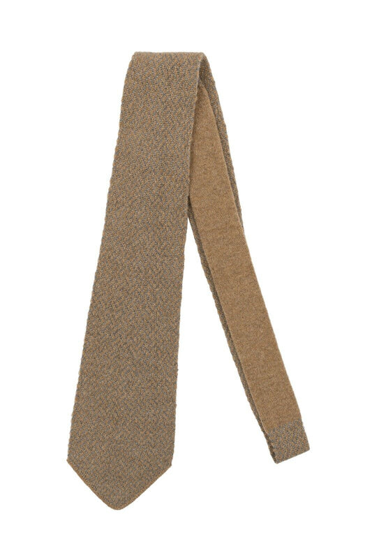 $195 UMBERTO BILANCIONI Brown / Gray Trunk Knit Tie Cashmere Silk Made in Italy