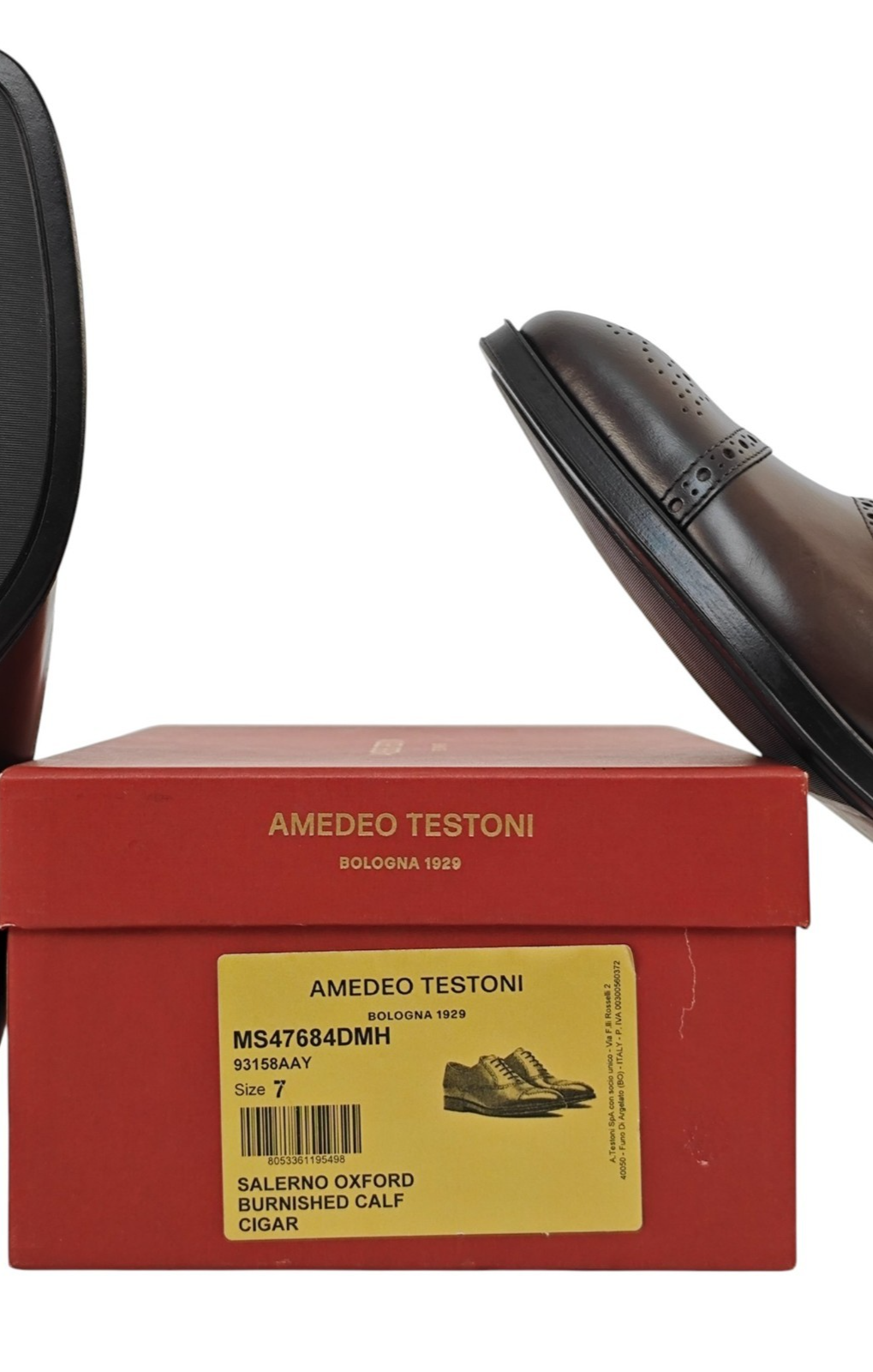 1100$ TESTONI "Salerno" Oxford Shoes Burnished Calf Cigar 7 UK / 8 US / 41 IT