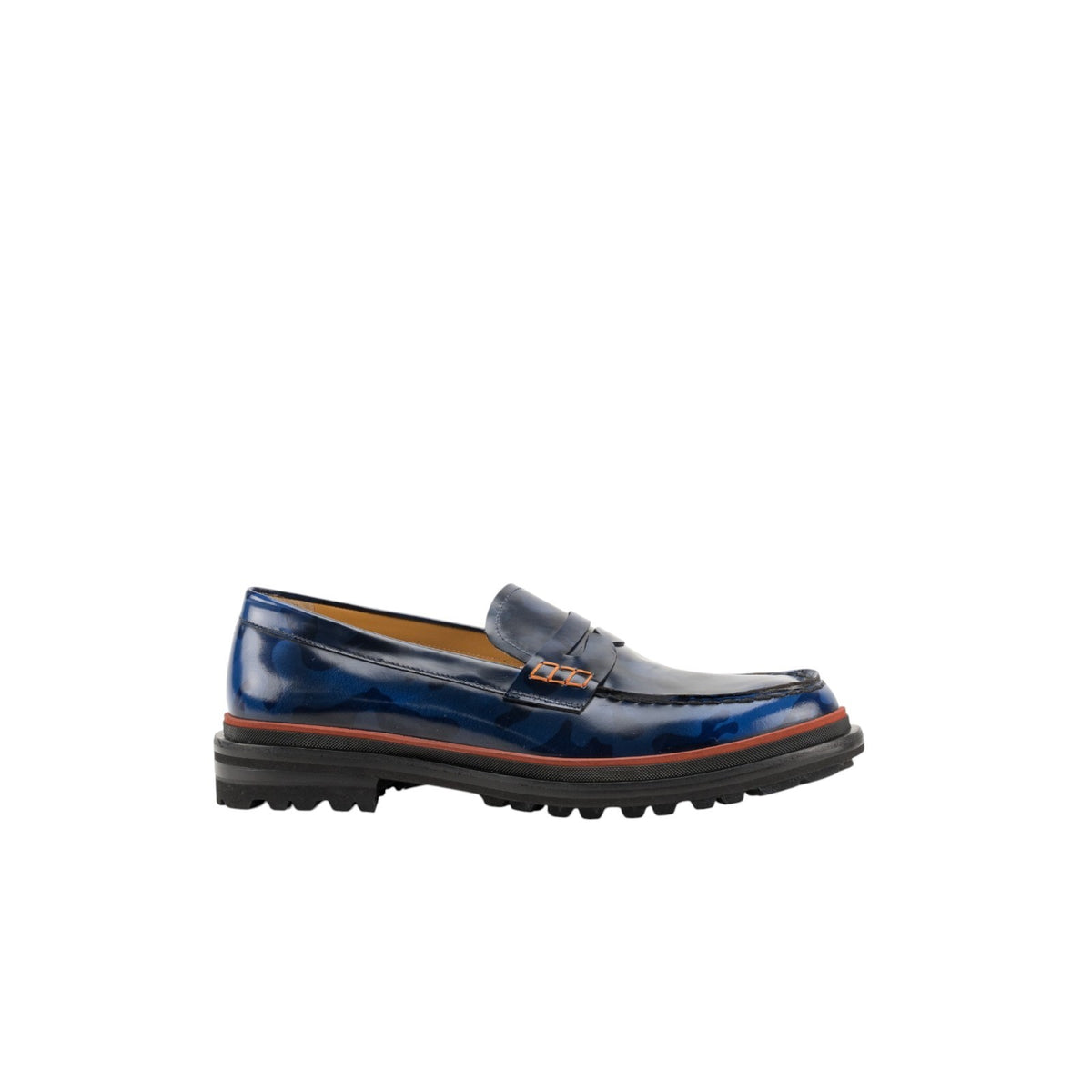 1050$ TESTONI Penny Loafers Shoes Camouflage Calf Navy 8 UK / 9 US / 42 IT