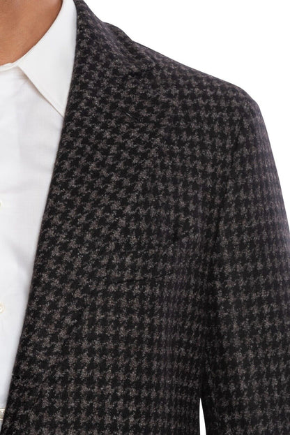 $2400 BOGLIOLI MILANO Grey Coat K.Jacket Houndstooth Heavy Wool 40 US / 50 EU
