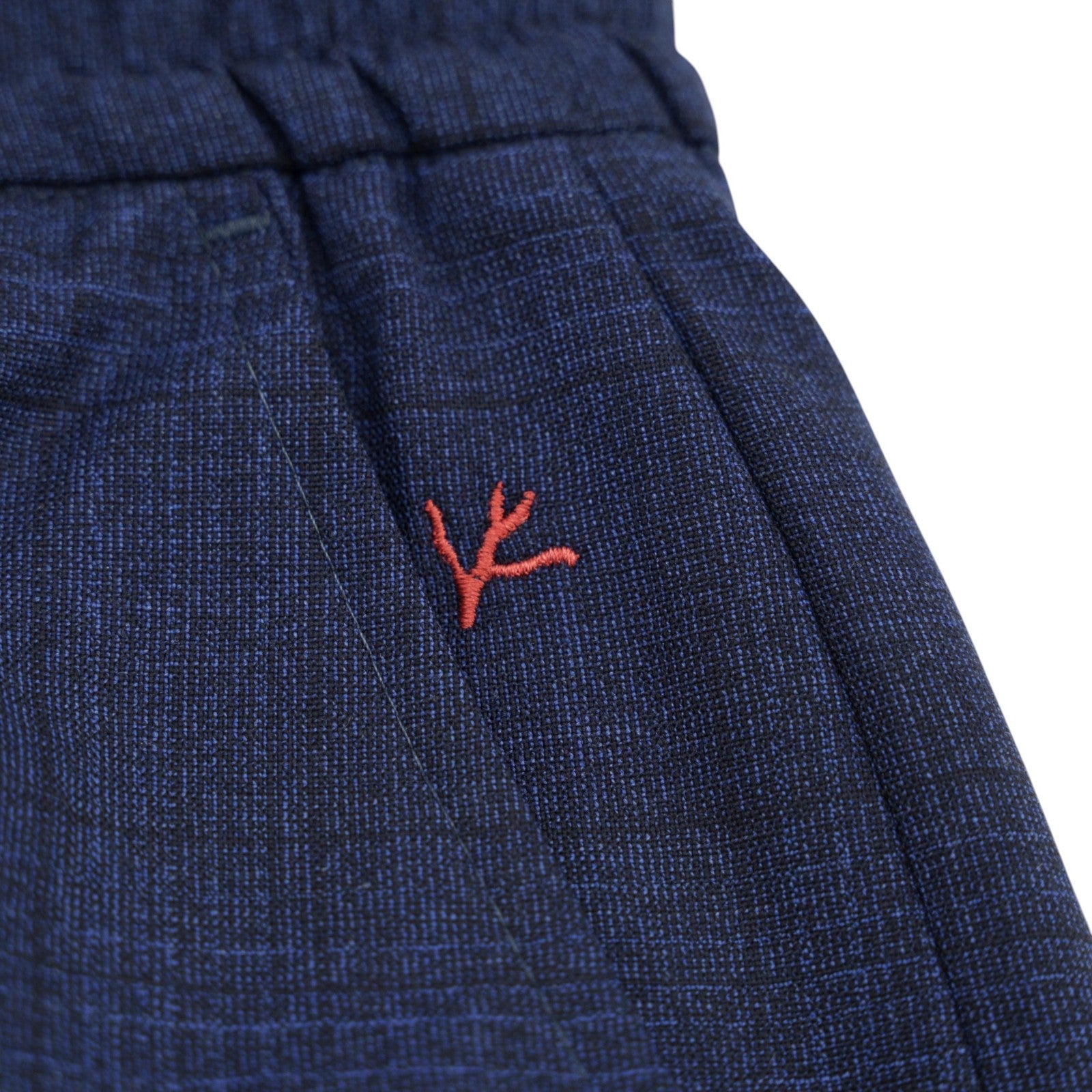 1300$ ISAIA NAPOLI Blue Glen Plain Drawstring Pant Fine Wool 28 US / 44 EU