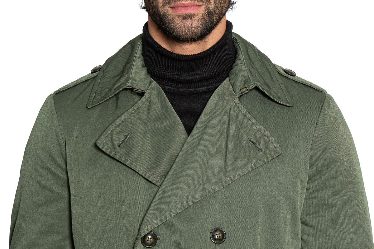 750$ M.I.D.A TOKYO-FIRENZE Trench Coat Parka Padded Miltary Green Made in Italy