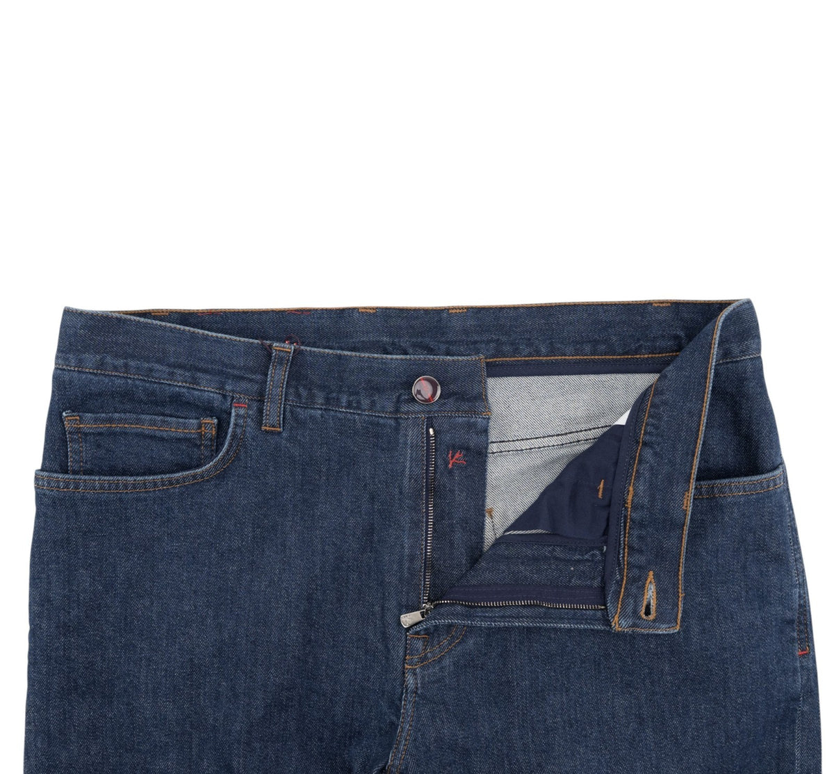 795$ ISAIA NAPOLI Blue Denim 5 Pocket Jeans Stretch Cotton Slim Fit 34 US /50 EU