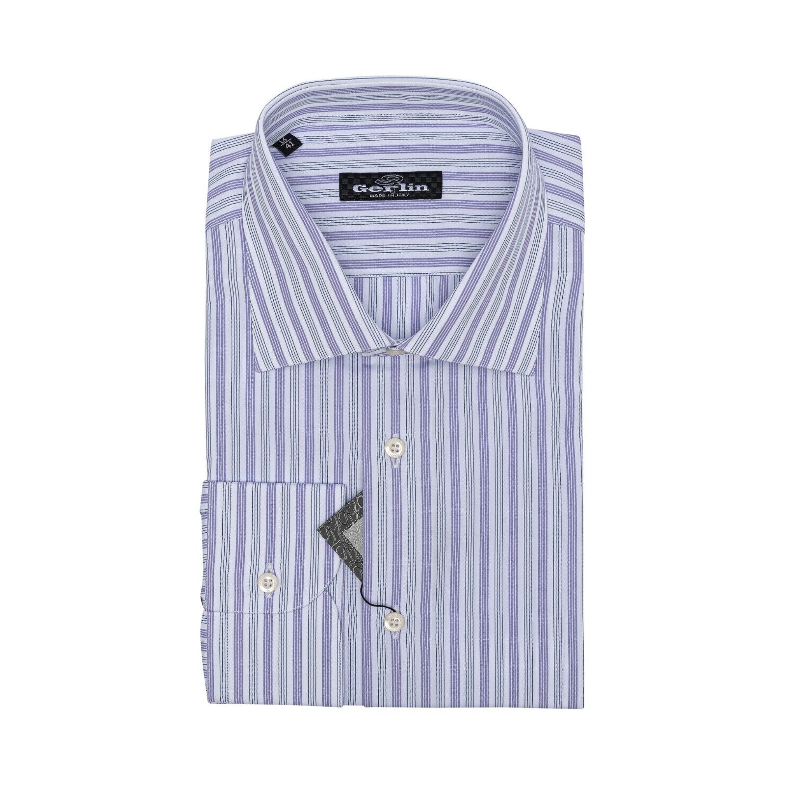 690$ ITALIAN LUXURY GERLIN Shirt Striped Lilac Cotton 16 - 41 - 1R BIJAN
