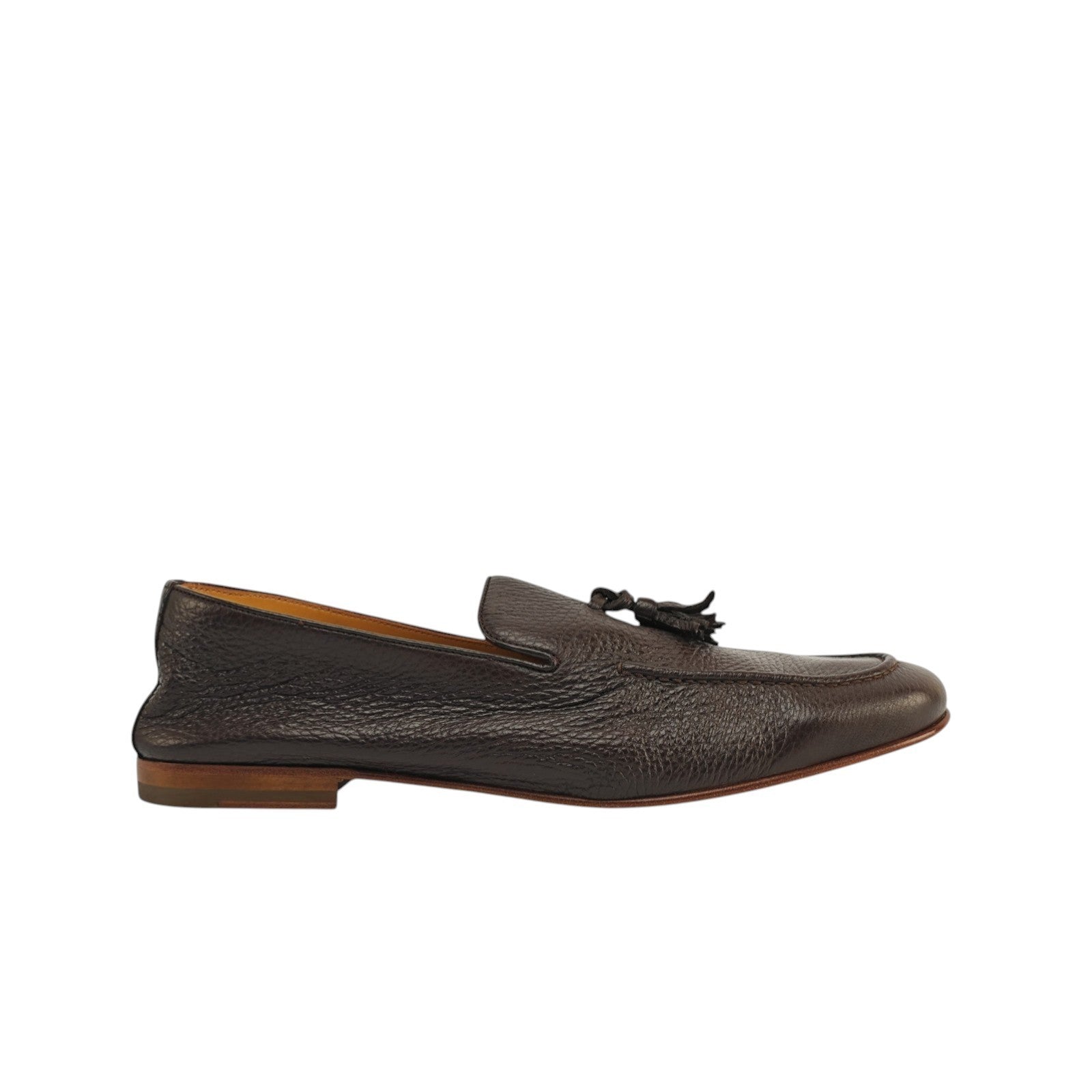 1300$ TESTONI "Carloforte" Brown Unlined Tassel Loafer Deerskin 8 UK 9 US 42 IT
