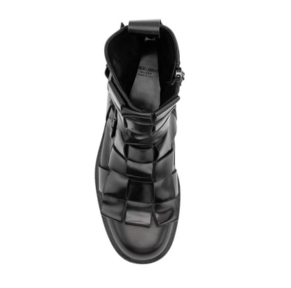 2020$ GIORGIO ARMANI High-Top Boots Shoes Bukled Black Leather 10 UK 11 US 44 IT
