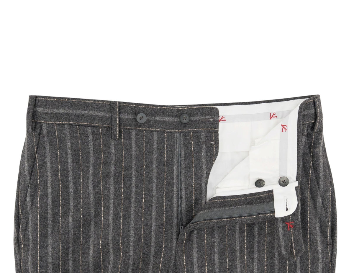 $6600 ISAIA NAPOLI "Marechiaro" Gray Suit Flannel Wool Striped 38 US / 48 EU 8R