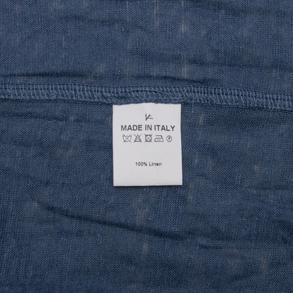 850$ ISAIA NAPOLI Dark Blue T-Shirt Short Sleeve 100% Linen - Made in Italy