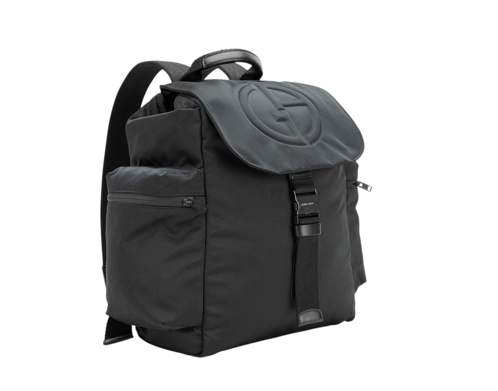 1950$ GIORGIO ARMANI Multiple Backpack Travel Black XL Technical Fabric+Leather