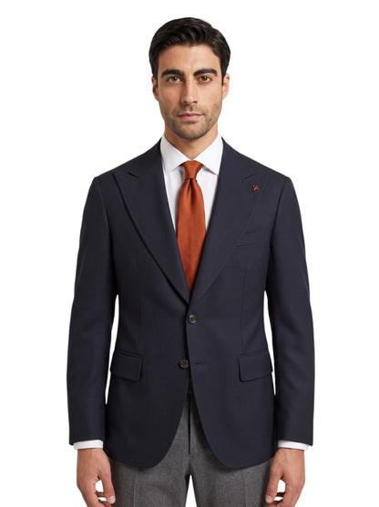 $5725 ISAIA "Capri" Blue Midnight Sport Coat Fine Wool Wide Lapel 38 US 48 EU 8R