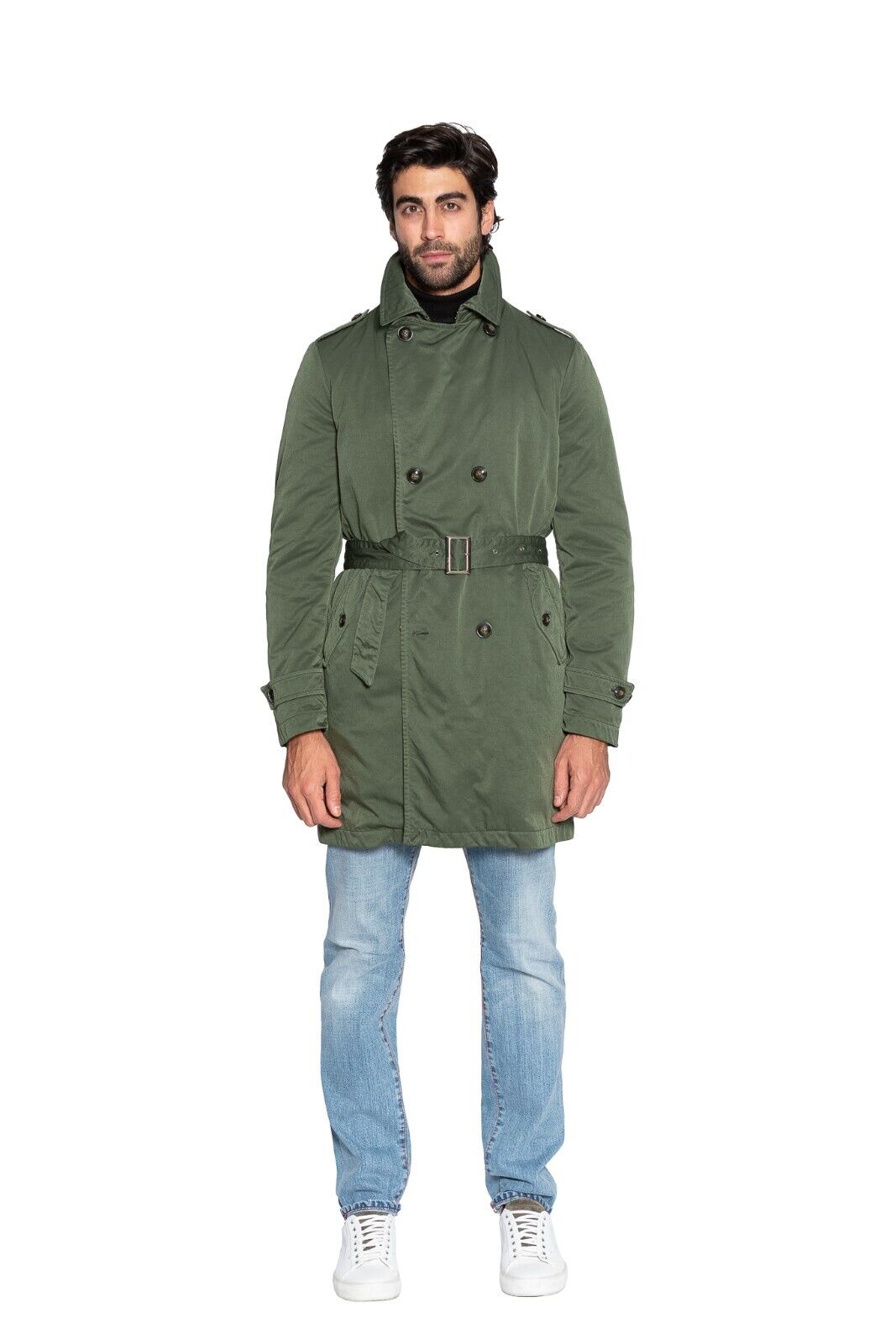 750$ M.I.D.A TOKYO-FIRENZE Trench Coat Parka Padded Miltary Green Made in Italy