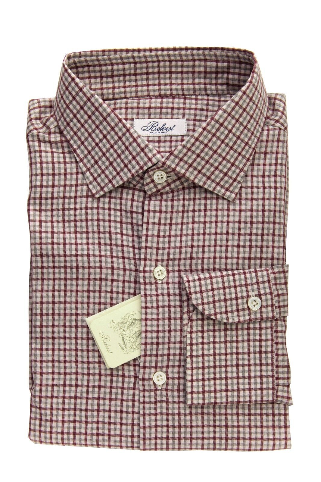 BELVEST by Finamore Napoli Shirt Cashmere / Cotton Checks 16 1/2 - 42 Reg