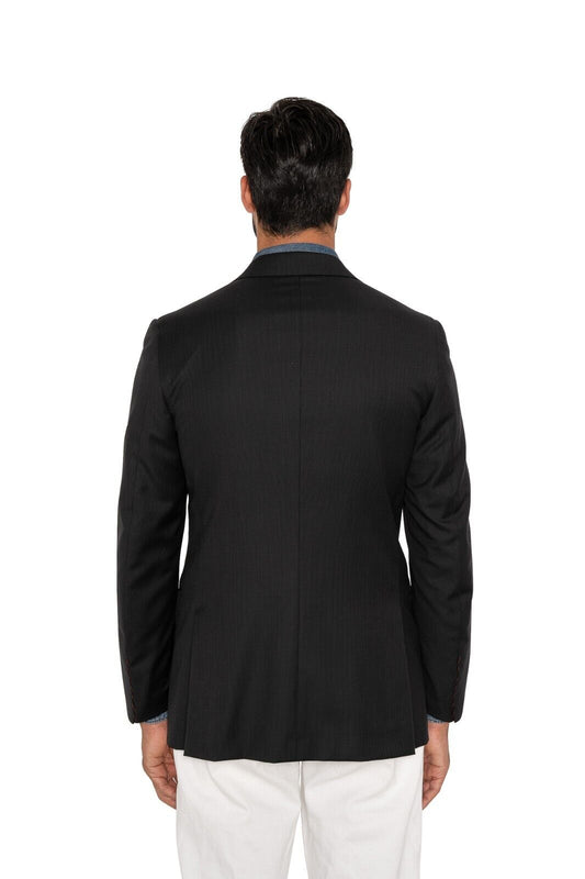 $4500 ISAIA NAPOLI Black Striped Jacket Sport Coat Wool 130's 36 US / 46 EU 7R