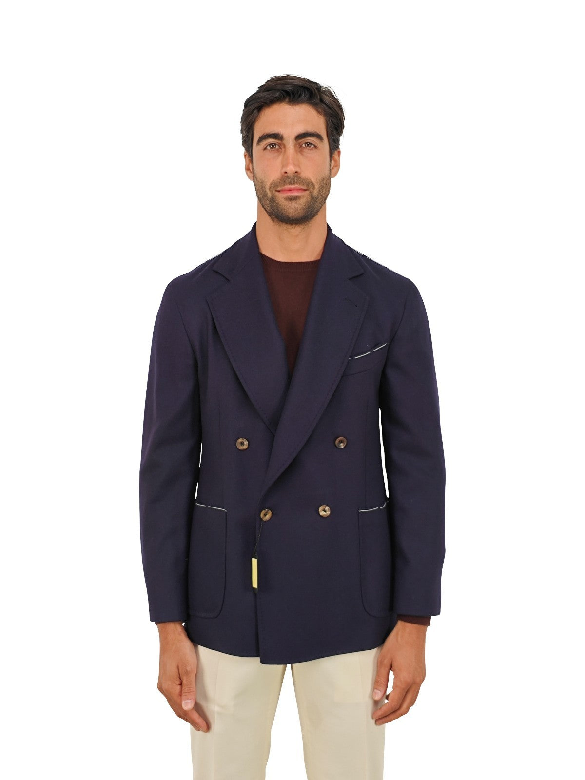 $1930 RUBINACCI Blue Double Breasted Jacket Sport Coat Wool Cashmere 40 US 50 EU