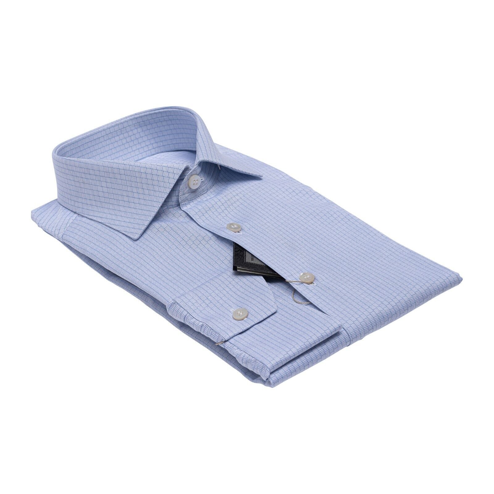 690$ LUXURY GERLIN Shirt Light Blue ALUMO Jacquard Cotton 4N ZILLI