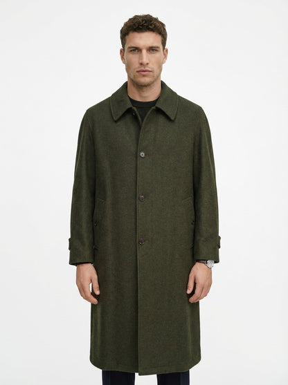 ETRO MILANO Green Wool Overcoat Long Single Breasted Made Italy 42 US / 52 IT